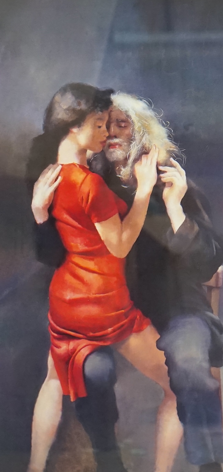 Robert Lenkiewicz (1941-2002), offset lithograph, 'The Painter with Moi', signed in pencil and titled 'Moi Wong with the painter', 5/450, 55 x 27cm. Condition - good